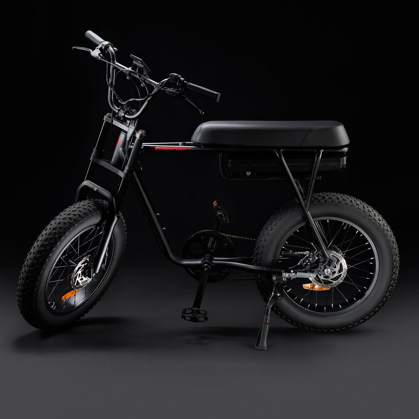 E-Champ RAW Retro Fat Tyre Electric Bike Baluga Black