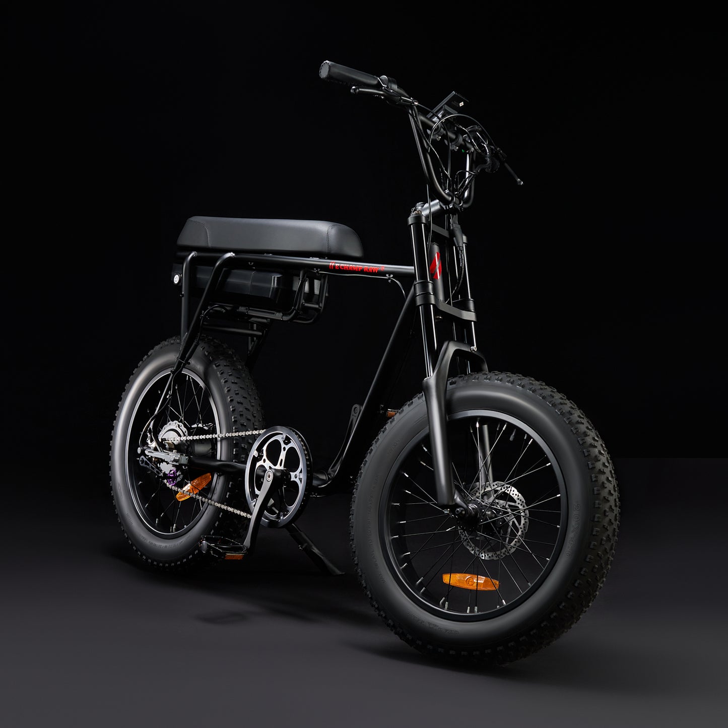 E-Champ RAW Retro Fat Tyre Electric Bike Baluga Black