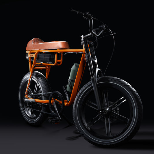 E-Champ RAW Retro Fat Tyre Electric Bike Lava Orange