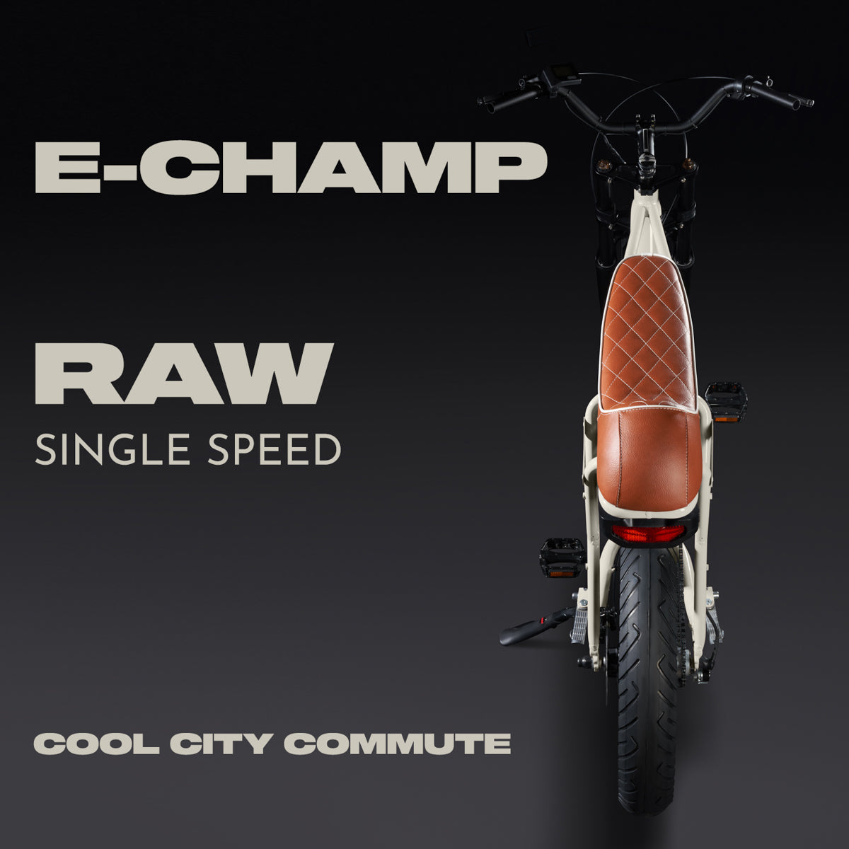 E-Champ RAW Retro Fat Tyre Electric Bike Light Ivory